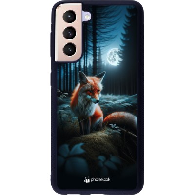 Samsung Galaxy S21 5G Case Hülle - Silikon schwarz Fuchs Mond Wald