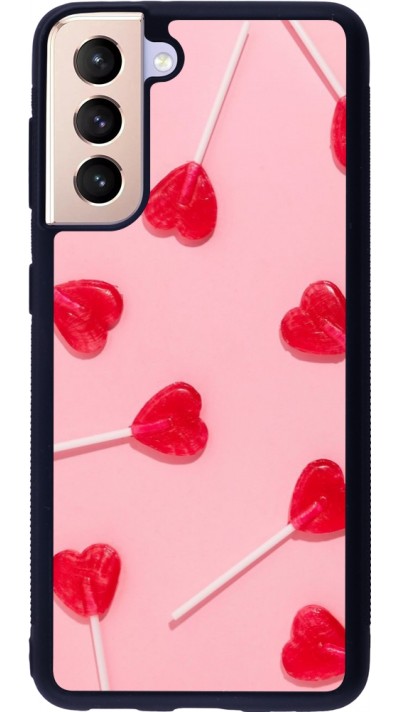 Coque Samsung Galaxy S21 5G - Silicone rigide noir Saint Valentines Day 26 Lollipop