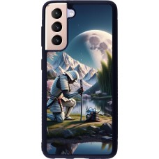 Samsung Galaxy S21 5G Case Hülle - Silikon schwarz Samurai Katana Mond