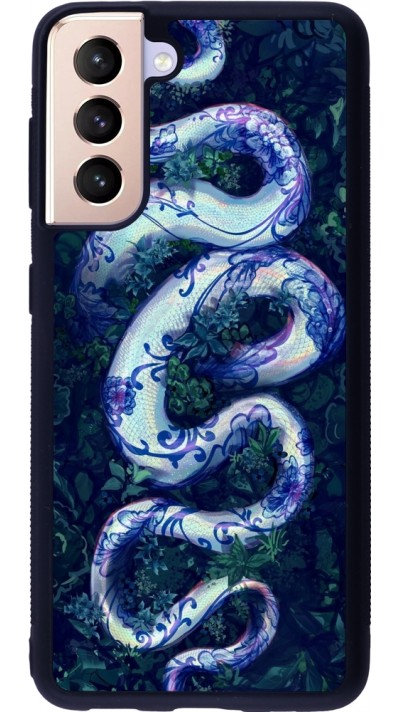 Samsung Galaxy S21 5G Case Hülle - Silikon schwarz Snake Blue Anaconda