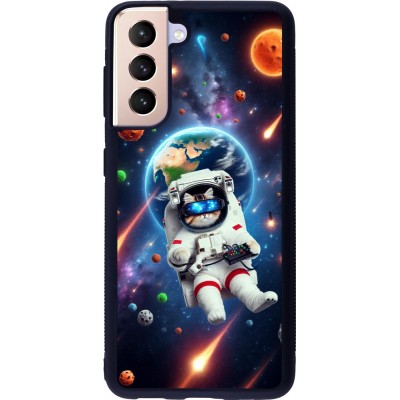 Samsung Galaxy S21 5G Case Hülle - Silikon schwarz VR SpaceCat Odyssee