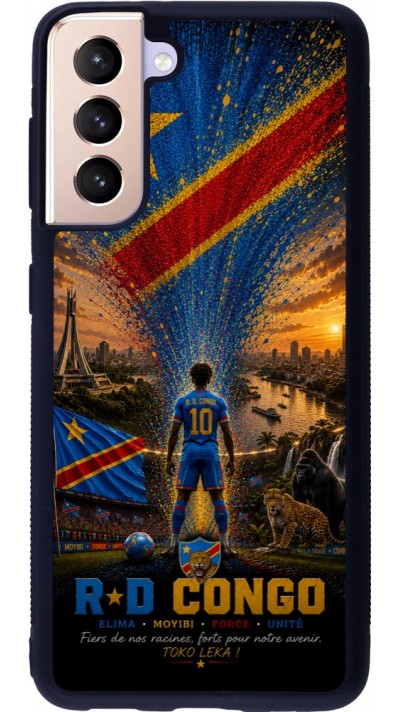 Samsung Galaxy S21 5G Case Hülle - Silikon schwarz Fussball Demokratische Republik Kongo splash 2026