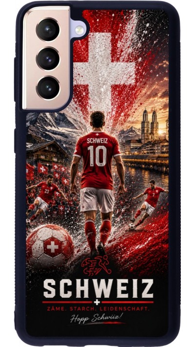 Samsung Galaxy S21 5G Case Hülle - Silikon schwarz Fussball Schweiz splash 2026