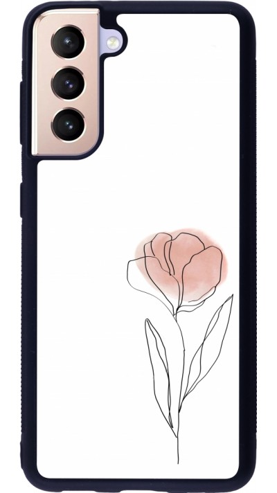 Samsung Galaxy S21 5G Case Hülle - Silikon schwarz Spring 23 minimalist flower