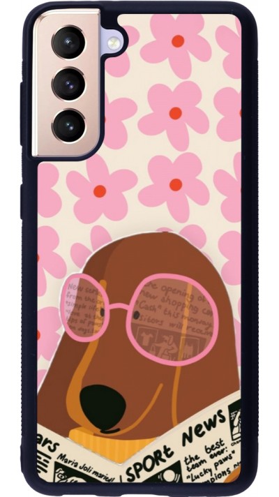 Samsung Galaxy S21 5G Case Hülle - Silikon schwarz Dog with newspaper Spring 2026