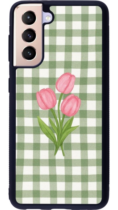 Samsung Galaxy S21 5G Case Hülle - Silikon schwarz Green vichy tulips Spring 2026