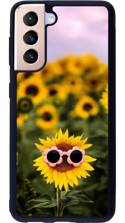 Samsung Galaxy S21 5G Case Hülle - Silikon schwarz Sunflower with glasses Spring 2026