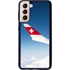 Samsung Galaxy S21 5G Case Hülle - Silikon schwarz  Schweizer Nationalfeiertag Sky Swiss Flag