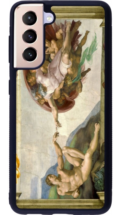 Samsung Galaxy S21 5G Case Hülle - Silikon schwarz Kunstbild - Die Erschaffung Adams - Michelangelo