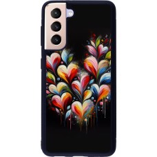 Samsung Galaxy S21 5G Case Hülle - Silikon schwarz Valentin 2024 Schwarzes Herz Abstrakt