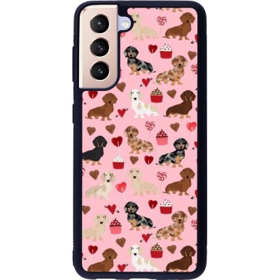 Samsung Galaxy S21 5G Case Hülle - Silikon schwarz Valentine 2024 puppy love