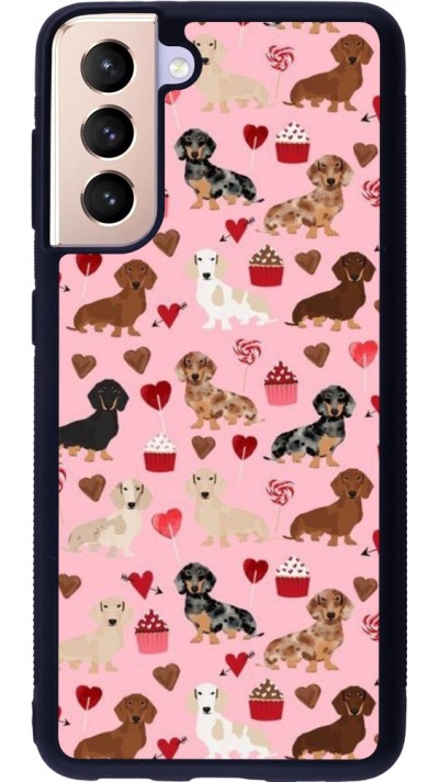 Samsung Galaxy S21 5G Case Hülle - Silikon schwarz Valentine 2024 puppy love