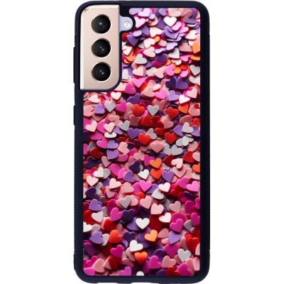 Samsung Galaxy S21 5G Case Hülle - Silikon schwarz Valentin 2025 Konfetti