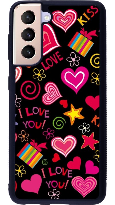 Samsung Galaxy S21 5G Case Hülle - Silikon schwarz Valentine 2023 love symbols