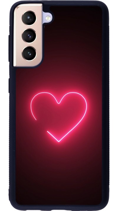 Samsung Galaxy S21 5G Case Hülle - Silikon schwarz Valentine 2023 single neon heart