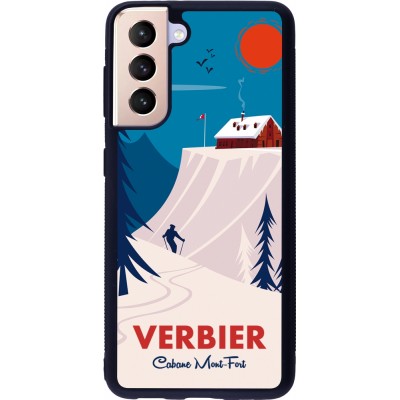 Samsung Galaxy S21 5G Case Hülle - Silikon schwarz Verbier Cabane Mont-Fort