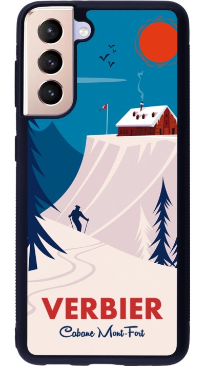 Samsung Galaxy S21 5G Case Hülle - Silikon schwarz Verbier Cabane Mont-Fort