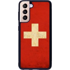 Hülle Samsung Galaxy S21 5G - Silikon schwarz Vintage Flag SWISS