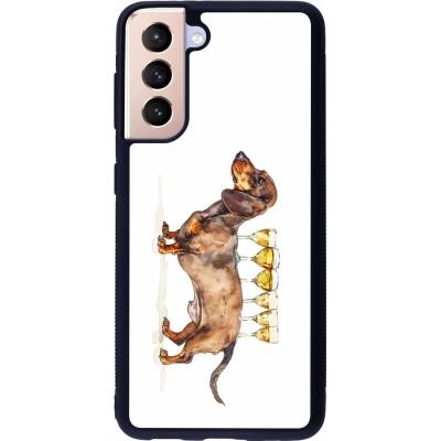 Samsung Galaxy S21 5G Case Hülle - Silikon schwarz Wine Teckel