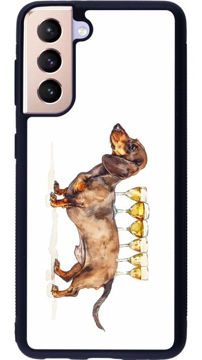 Samsung Galaxy S21 5G Case Hülle - Silikon schwarz Wine Teckel