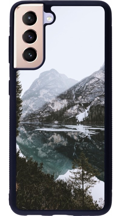 Samsung Galaxy S21 5G Case Hülle - Silikon schwarz Winter 22 snowy mountain and lake