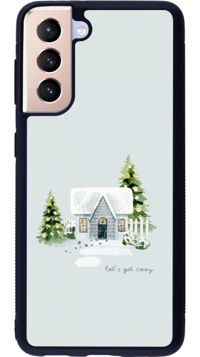 Coque Samsung Galaxy S21 5G - Silicone rigide noir Winter 25 Cosy House