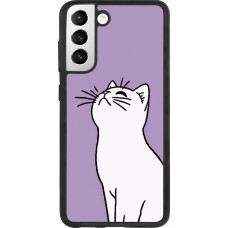 Samsung Galaxy S21 FE 5G Case Hülle - Silikon schwarz Chat auf lila Hintergrund