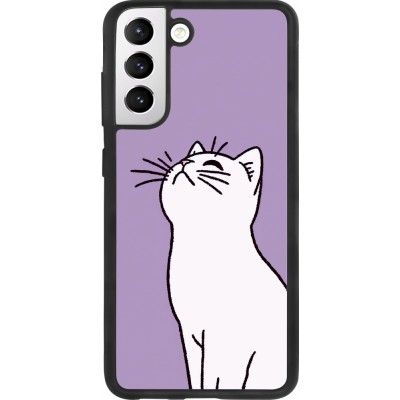 Samsung Galaxy S21 FE 5G Case Hülle - Silikon schwarz Chat auf lila Hintergrund