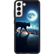 Samsung Galaxy S21 FE 5G Case Hülle - Silikon schwarz Schwarze Katze unter dem Vollmond