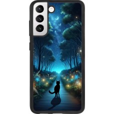 Samsung Galaxy S21 FE 5G Case Hülle - Silikon schwarz Schwarze Katze Spaziergang
