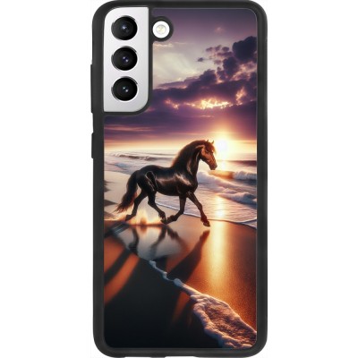 Samsung Galaxy S21 FE 5G Case Hülle - Silikon schwarz Pferd majestätisch Strand