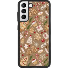 Samsung Galaxy S21 FE 5G Case Hülle - Silikon schwarz Christmas 25 Pattern Ginger Cookie