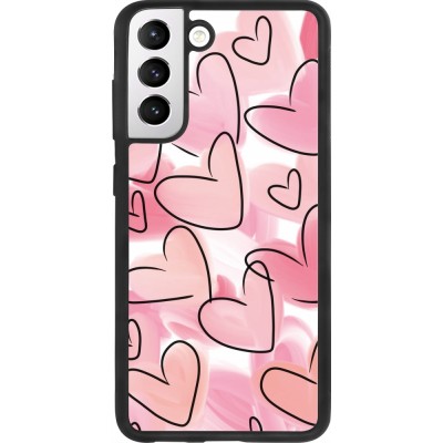 Samsung Galaxy S21 FE 5G Case Hülle - Silikon schwarz Easter 2023 pink hearts