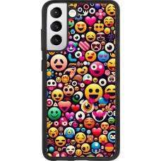 Samsung Galaxy S21 FE 5G Case Hülle - Silikon schwarz Emoji Mix Farbe