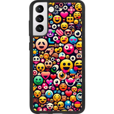 Samsung Galaxy S21 FE 5G Case Hülle - Silikon schwarz Emoji Mix Farbe
