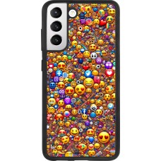 Samsung Galaxy S21 FE 5G Case Hülle - Silikon schwarz Emoji gemischt