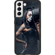Samsung Galaxy S21 FE 5G Case Hülle - Silikon schwarz Halloween 22 Tattooed Girl