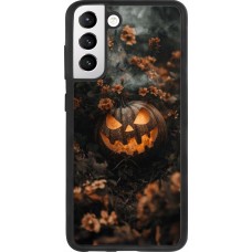 Samsung Galaxy S21 FE 5G Case Hülle - Silikon schwarz Halloween 2025 Pumpkin with flowers