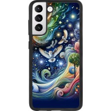 Samsung Galaxy S21 FE 5G Case Hülle - Silikon schwarz Fliegender Blumen-Eule