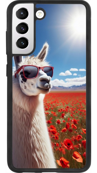 Samsung Galaxy S21 FE 5G Case Hülle - Silikon schwarz Lama Chic in Mohnblume