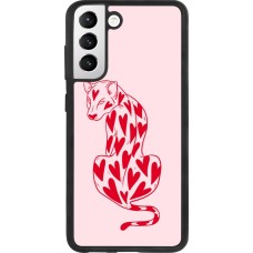 Samsung Galaxy S21 FE 5G Case Hülle - Silikon schwarz Leopard with hearts 2026
