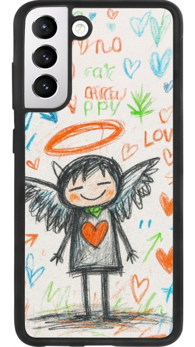 Coque Samsung Galaxy S21 FE 5G - Silicone rigide noir Little Angel Sketch Love