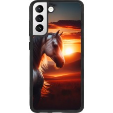 Samsung Galaxy S21 FE 5G Case Hülle - Silikon schwarz Majestätischer Sonnenuntergang Pferd