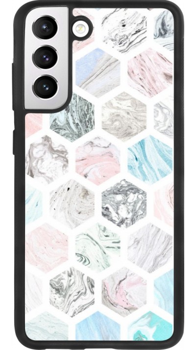 Coque Samsung Galaxy S21 FE 5G - Silicone rigide noir Marble Everything