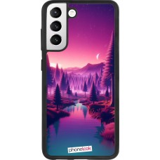 Samsung Galaxy S21 FE 5G Case Hülle - Silikon schwarz Lila-rosa Landschaft