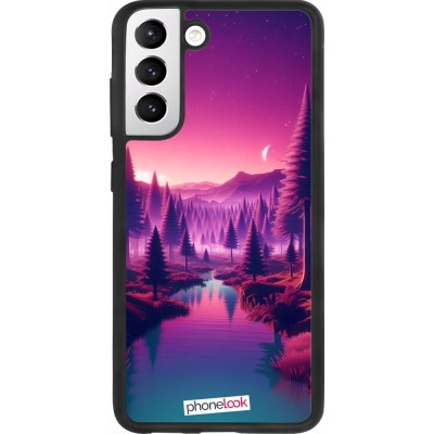 Samsung Galaxy S21 FE 5G Case Hülle - Silikon schwarz Lila-rosa Landschaft