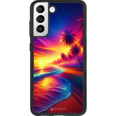 Samsung Galaxy S21 FE 5G Case Hülle - Silikon schwarz Strand Sonnenuntergang auffällig