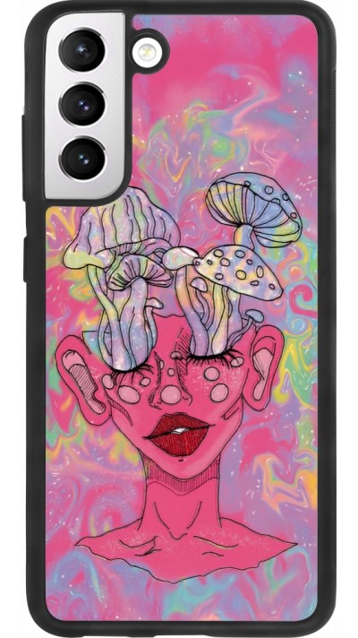 Coque Samsung Galaxy S21 FE 5G - Silicone rigide noir Psychedelic pink mushroom
