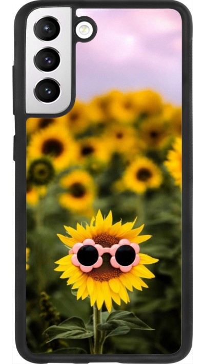Samsung Galaxy S21 FE 5G Case Hülle - Silikon schwarz Sunflower with glasses 2026