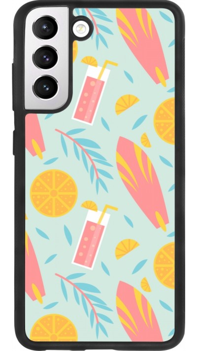Samsung Galaxy S21 FE 5G Case Hülle - Silikon schwarz Summer 2025 Pattern citron